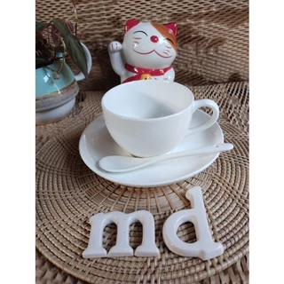 ชุดกาแฟพร้อมจานรองสีขาวมี2ขนาดให้เลือก