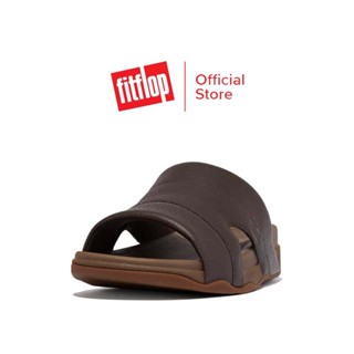 FITFLOP FREEWAY POOL SLIDE IN LEATHER รองเท้าแตะแบบสวมผู้ชาย รุ่น L66-167 สี CHOCOLATE BROWN