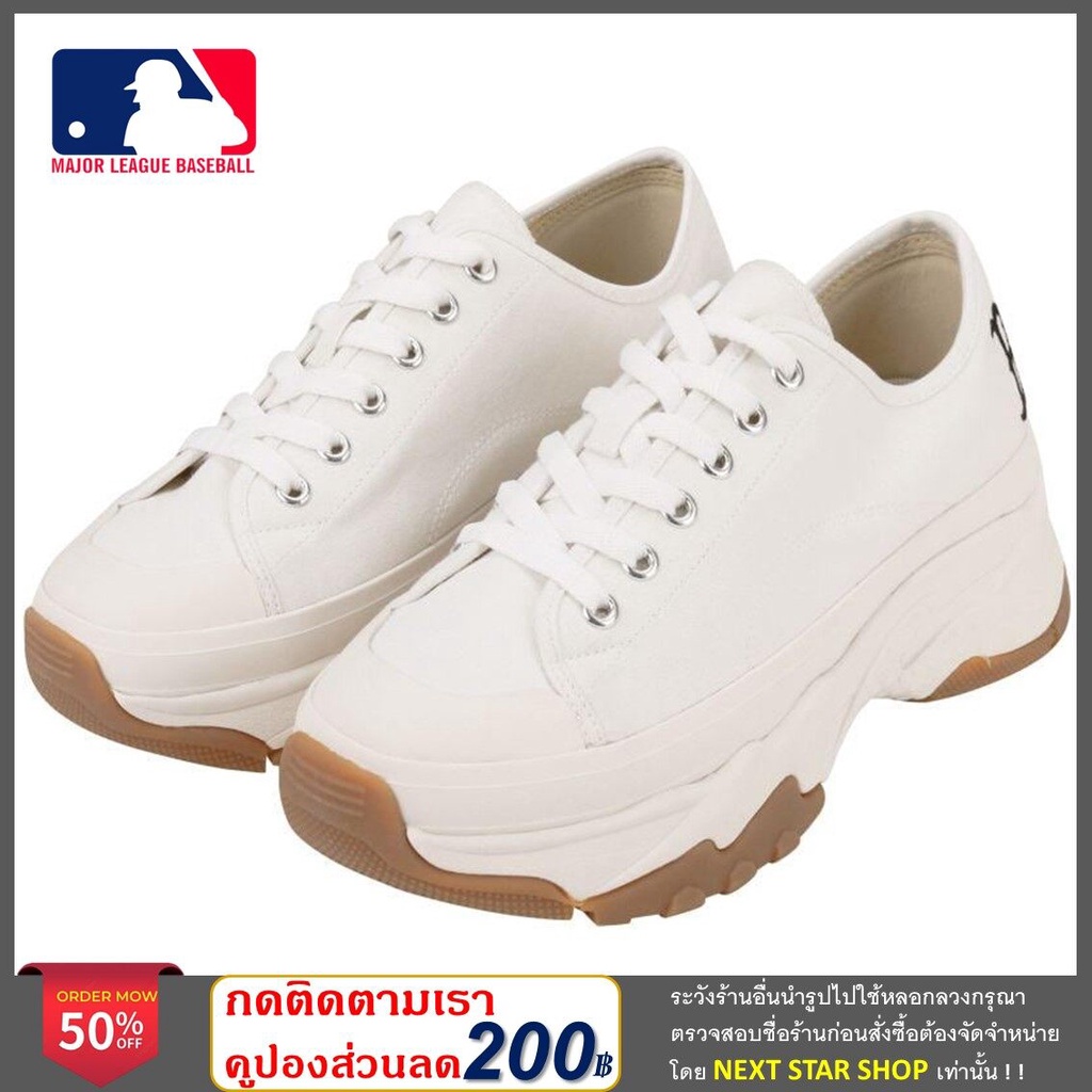 ✁☸MLB รองเท้าผ้าใบ CHUNKY LOW UNISEX SNEAKER 3ASHU211N 43WHS BOSTON RED SOX WHITE