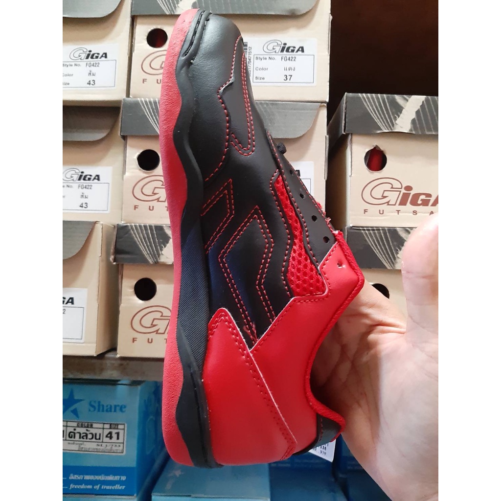 รองเท้าหนังฟุตซอลGigaรุ่นFG420สีดำแดงส่งพร้อมกล่องsize33-43รองเท้าฟุตซอล