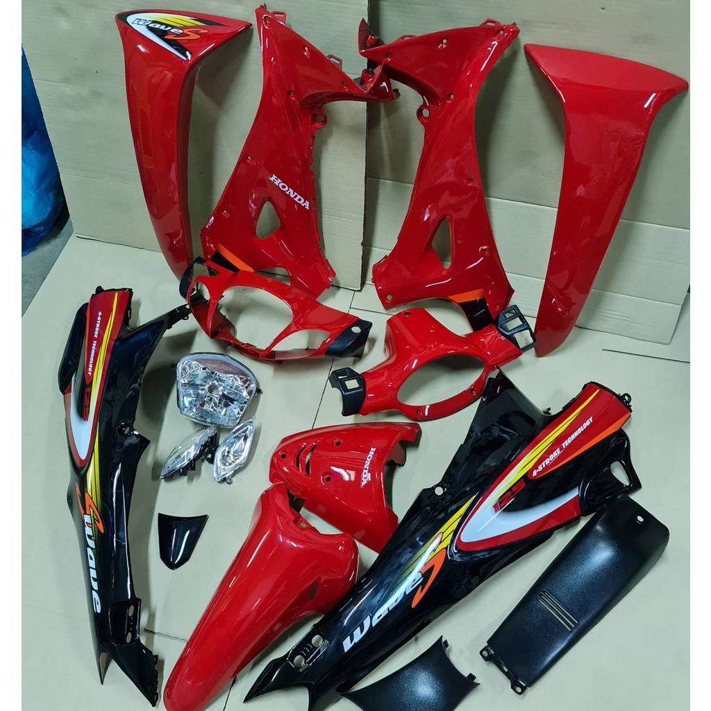 Bộ sơn gàb xe, khung xe wave125s wave125r màu đỏ đen năm 2002, chìa khóa tròn