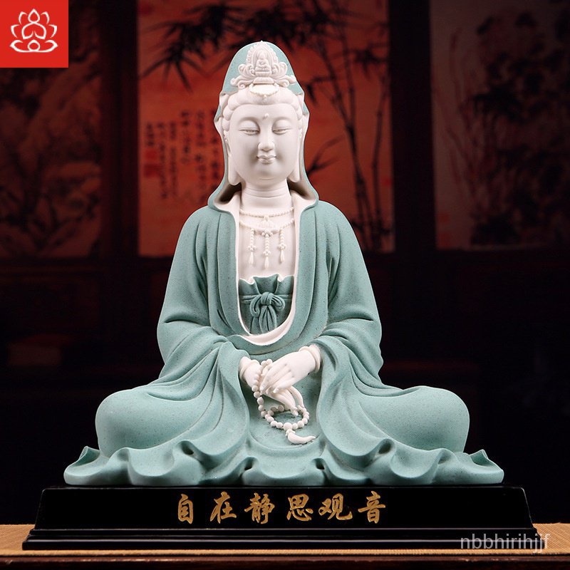 Zen Ceramic Free Guanyin Bodhisattva/Buddha Statue Decoration White Porcelain Jingsi Guanyin Statue Home Living Room Dec