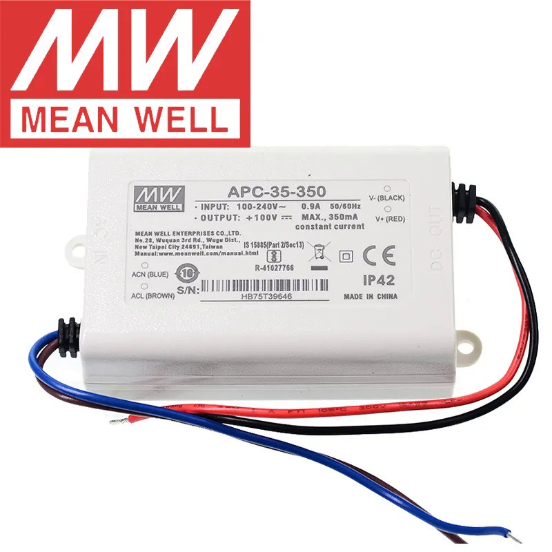 ต้นฉบับหมายถึงดี APC-35ชุด Meanwell 350ma/ 500mA/700mA/1050mA คงที่ในปัจจุบัน35วัตต์เอาท์พุทเดียว LE