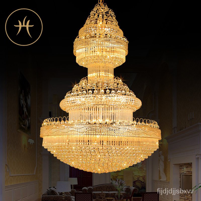 Luxury Golden Candle Crystal Pendant Lamp Hotel Hotel Villa Duplex Building Lighting Lamps Living Ro