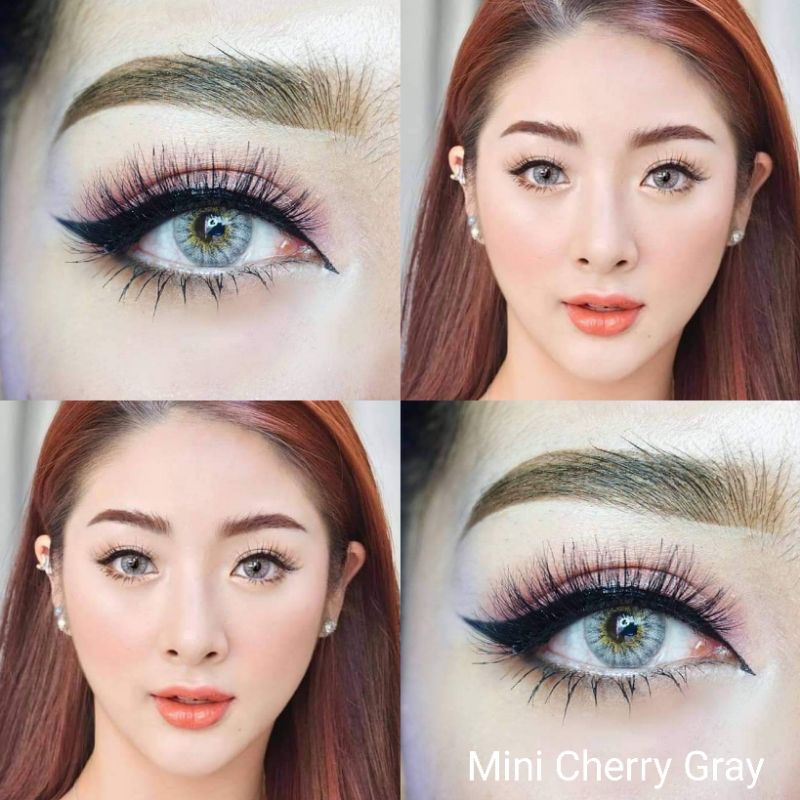 คอนแทคเลนส์ รุ่น Mini Cherry มีสีเทา/ตาล/ฟ้า/เขียว Gray/Brown/Blue/Green มีค่าสายตาปกติ (0.00) รายเด