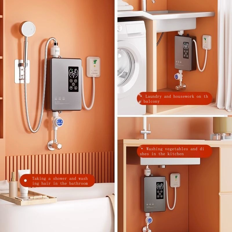 ❖♗German instant thermostatic electric water heater for bathing, household three-second fast heating frequency conversio