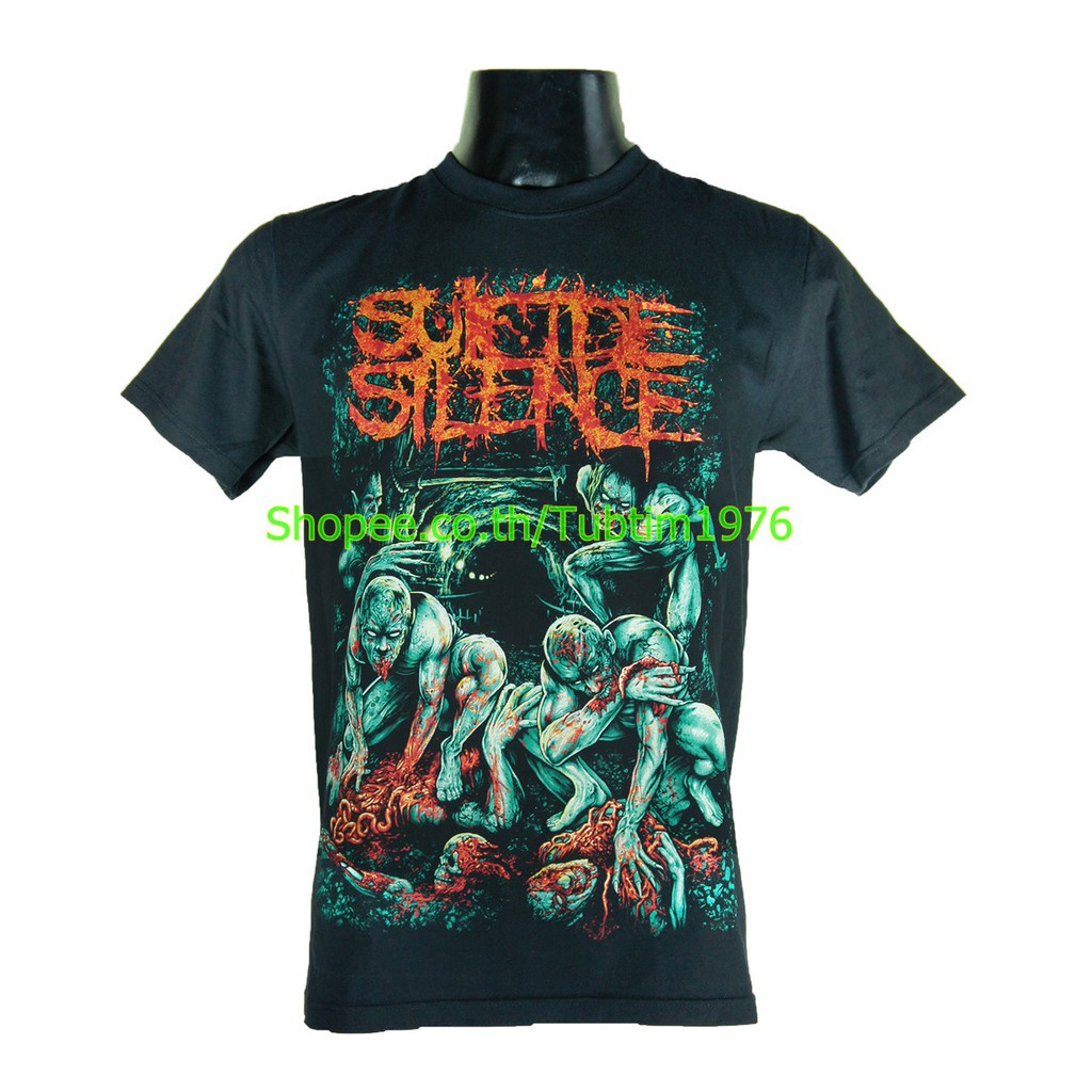 เสื้อวง Suicide Silence ผ้าร้อยแฟชั่นวงดนตรี วินเทจ ซูไซ ไซเลน SSE1090