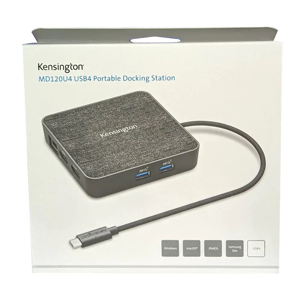Kensington K32850WW MD120U4 USB4 Portable Docking Station - 6 ports, 8K HDMI 2.1, 100W power pass-th