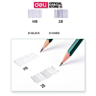 ดินสอไม้สีเขียว Deli รุ่น 33311/33312/EC36 ความเข้มHB/2B (จำหน่าย 1 แพ็ค / 10 แท่ง) Graphite Pencils