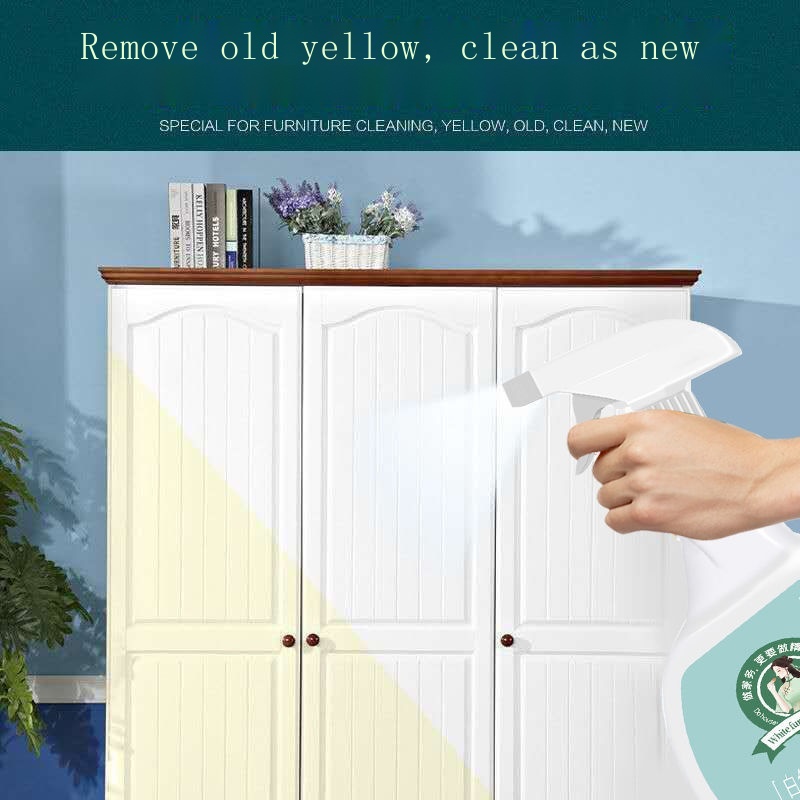 ☋✇✜น้ำยาทำความสะอาดเฟอร์นิเจอร์สีขาว การปนเปื้อนและสิ่งประดิษฐ์ที่เป็นสีเหลือง ตู้ไม้อเนกประสงค์สำหรับทำความสะอาดในครัวเ