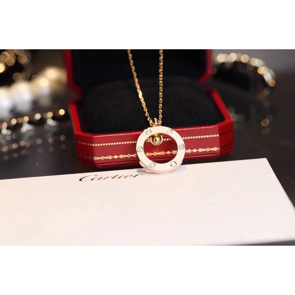 C.A.R LOVEสร้อยคอเค้กกลม3โซ่กระดูกไหปลาร้าเจาะvวัสดุชุบ1ไมโครโฟน18kสีทองcncงานฝีมือ