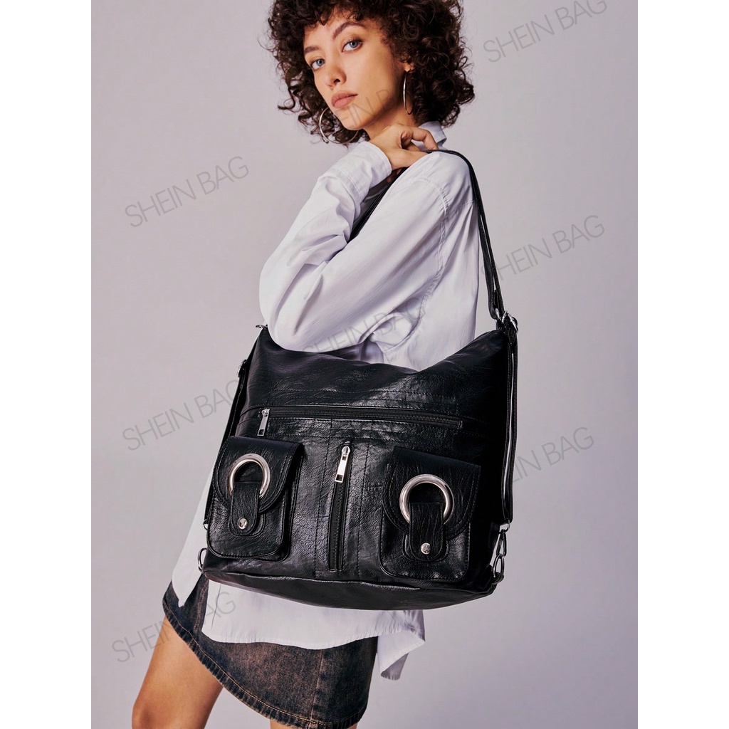 กระเป๋าสะพายข้าง Sholder Bag รุ่น Portable,Business Casual Fashionable,Minimalist Pu Leather Vintage