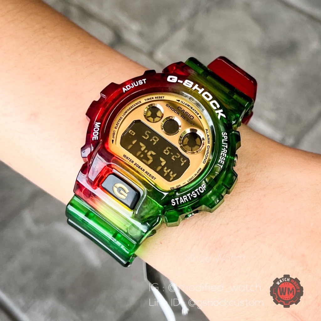 G-Shock Custom Rainbow Jelly จาก รุ่น DW-6900 หน้าปัดทอง