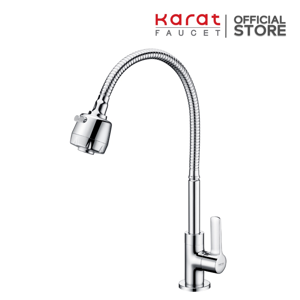 Karat Faucet ก๊อกซิงค์ ติดบนเคาน์เตอร์ แบบงวงอิสระ ปรับน้ำ 2 ฟังก์ชั่น รุ่น KF-63-519-50