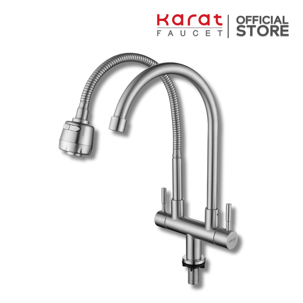 Karat Faucet ก๊อกซิงค์งวงคู่ติดบนเคาน์เตอร์แบบงวงอิสระ รุ่น KF-79-550-63