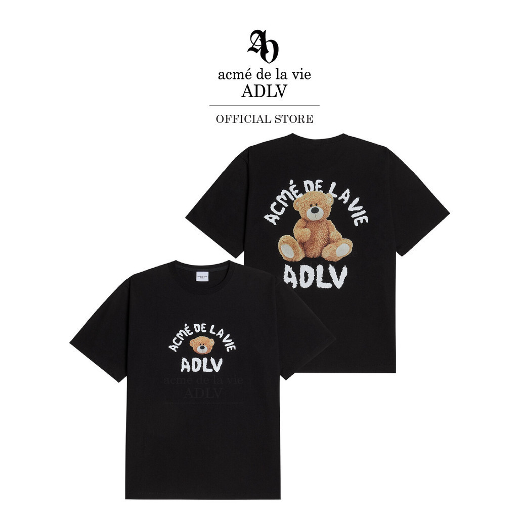 ADLV [acme de la vie] เสื้อยืด Oversize รุ่น Teddy Bear (Bear Doll) Short Sleeve T-Shirt Black (50041OTBSSU_F3BKXX)