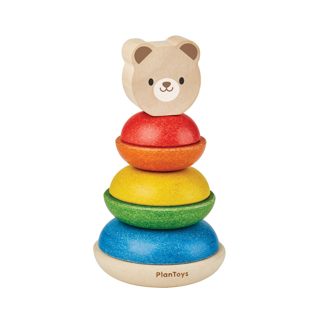 PlanToys ของเล่นไม้ 5487 Stacking Ring - Bear วงแหวนเรียงซ้อน - หมี เสริมพัฒนาการ สำหรับเด็กอายุ 12 เดือน ขึ้นไป