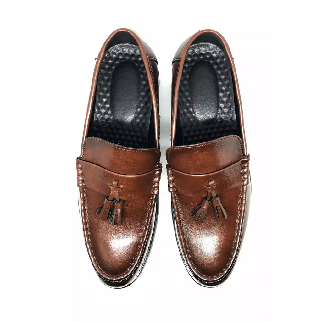 👠รองเท้าผู้ชาย Tassel loafer 100%พื้นเย็บไม่ลื่นรองเท้าโลฟเฟอร์ wedding clarks man flats oxfords tassel formal zapato - รูปที่ 6