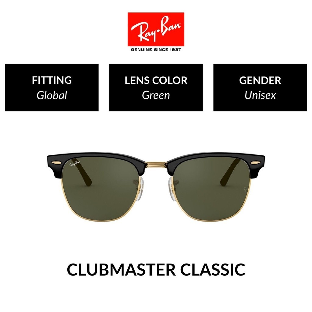 Ray-Ban Clubmaster - RB3016 W0365  size 51 -sunglasses แว่นกันแดด