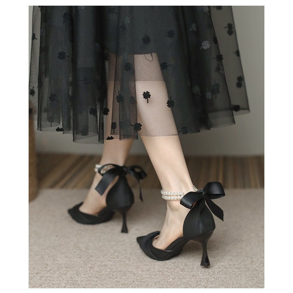 พร้อมส่ง ใหม่ รองเท้าส้นสูง 5 ซม. ส้นเตี้ย สีขาว แฟชั่นฤดูร้อน สไตล์ฝรั่งเศส สําหรับผู้หญิง เพื่อนเจ้าสาว - รูปที่ 7