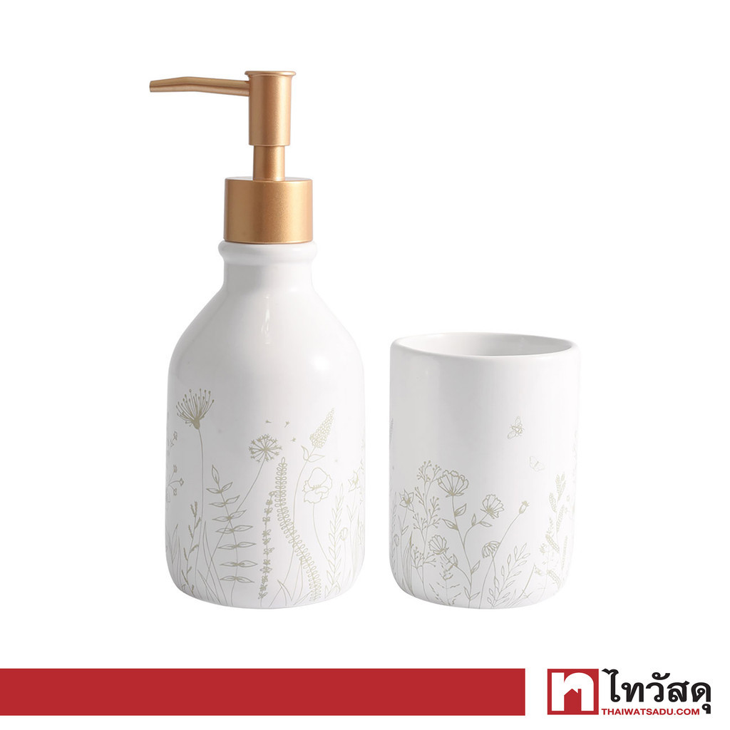 KASSA ชุดกระปุกห้องน้ำเซรามิก รุ่น BACP-154 ขนาด 19.8 x 15 x 7.8 ซม. (เซต 2 ชิ้น) สีขาว