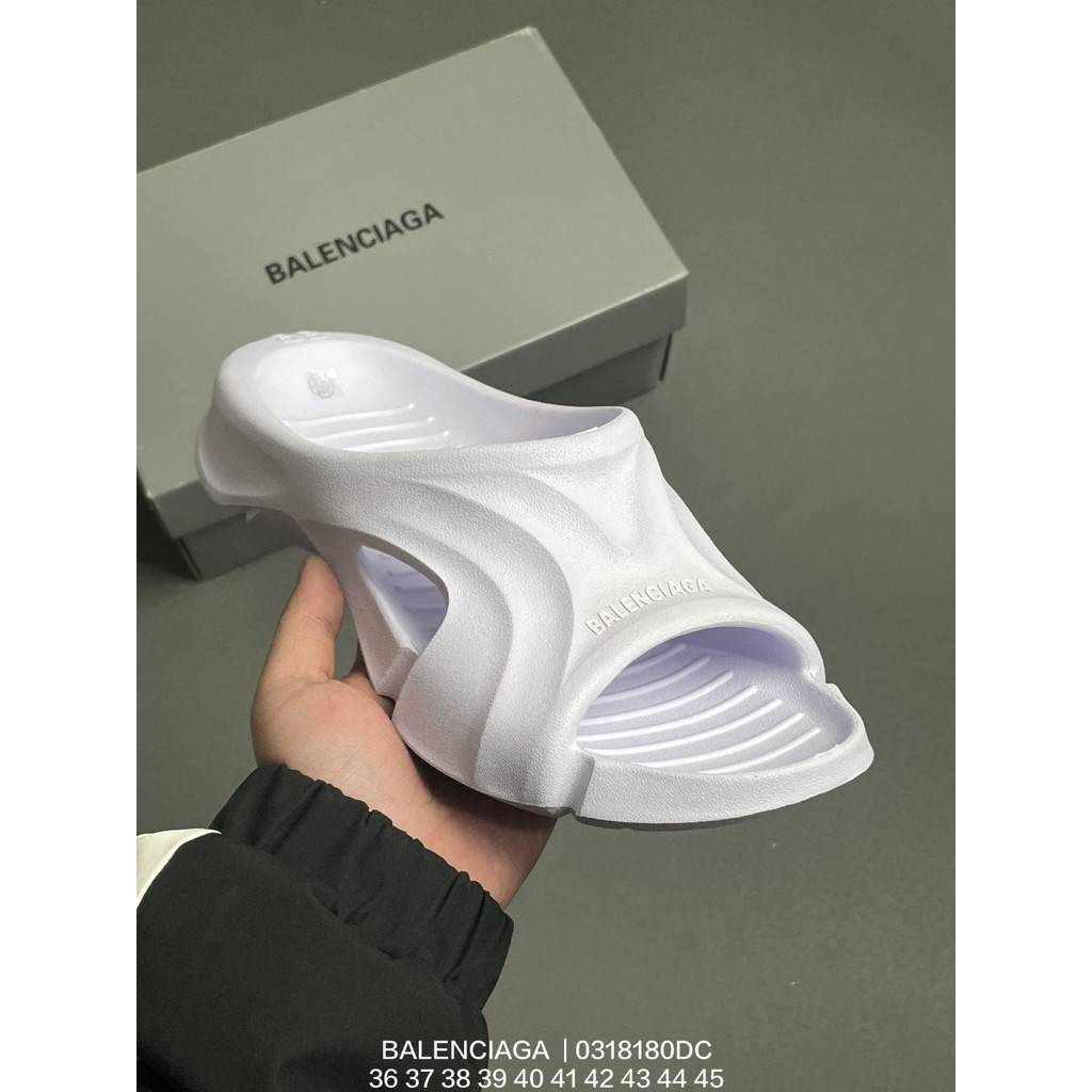 ถ่ายจริง Balenciaga 3D  รองเท้าชายหาดกันลื่น รองเท้าแตะสบายสำหรับผู้ชายและผู้หญิง รองเท้าแตะ