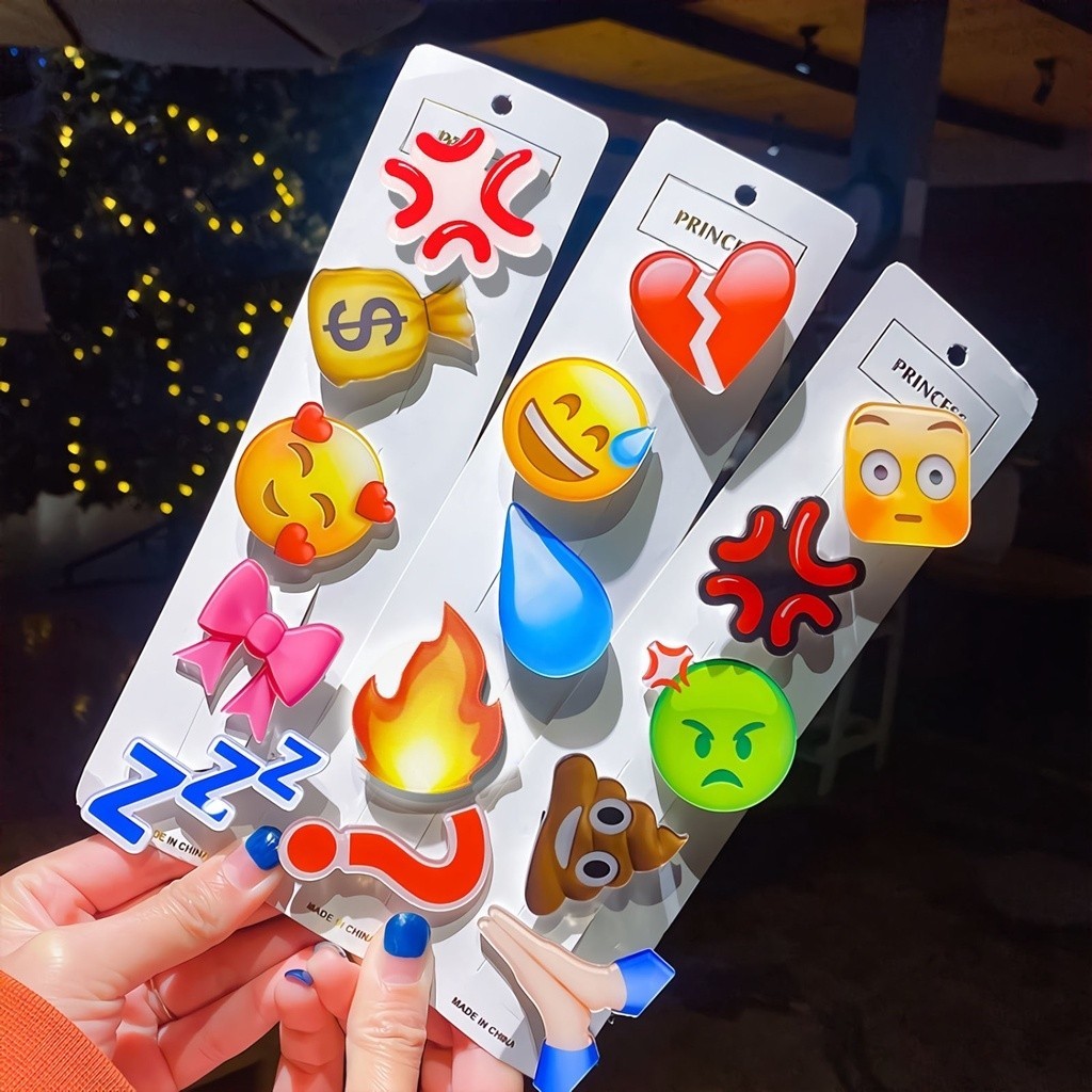 【รูปแบบใหม่】Emoji กิ๊บติดผมอะคริลิค ลายการ์ตูนน่ารัก กันเหงื่อ ขนาดเล็ก