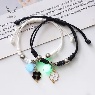 สร้อยข้อมือเรืองแสง 2 ชิ้น แบบปรับได้ แฟชั่นสตรีและบุรุษ สร้อยข้อมือคู่ เครื่องประดับ XINYIA