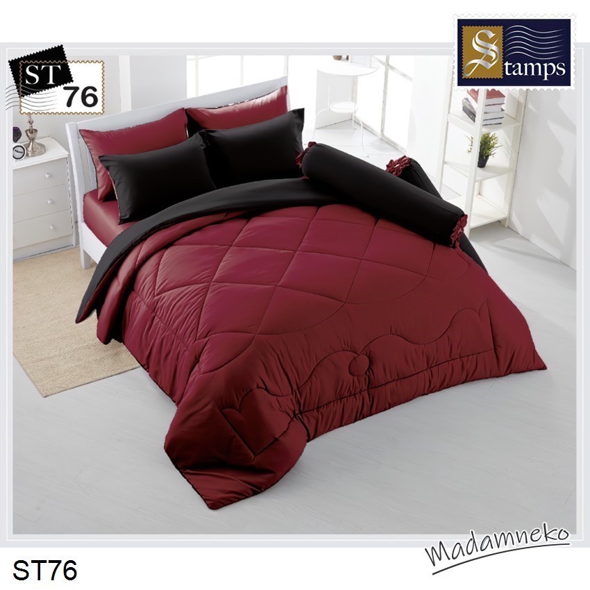 Stamps ผ้านวม (ไม่รวมผ้าปูที่นอน) สีแดงดำ Red Black ST76