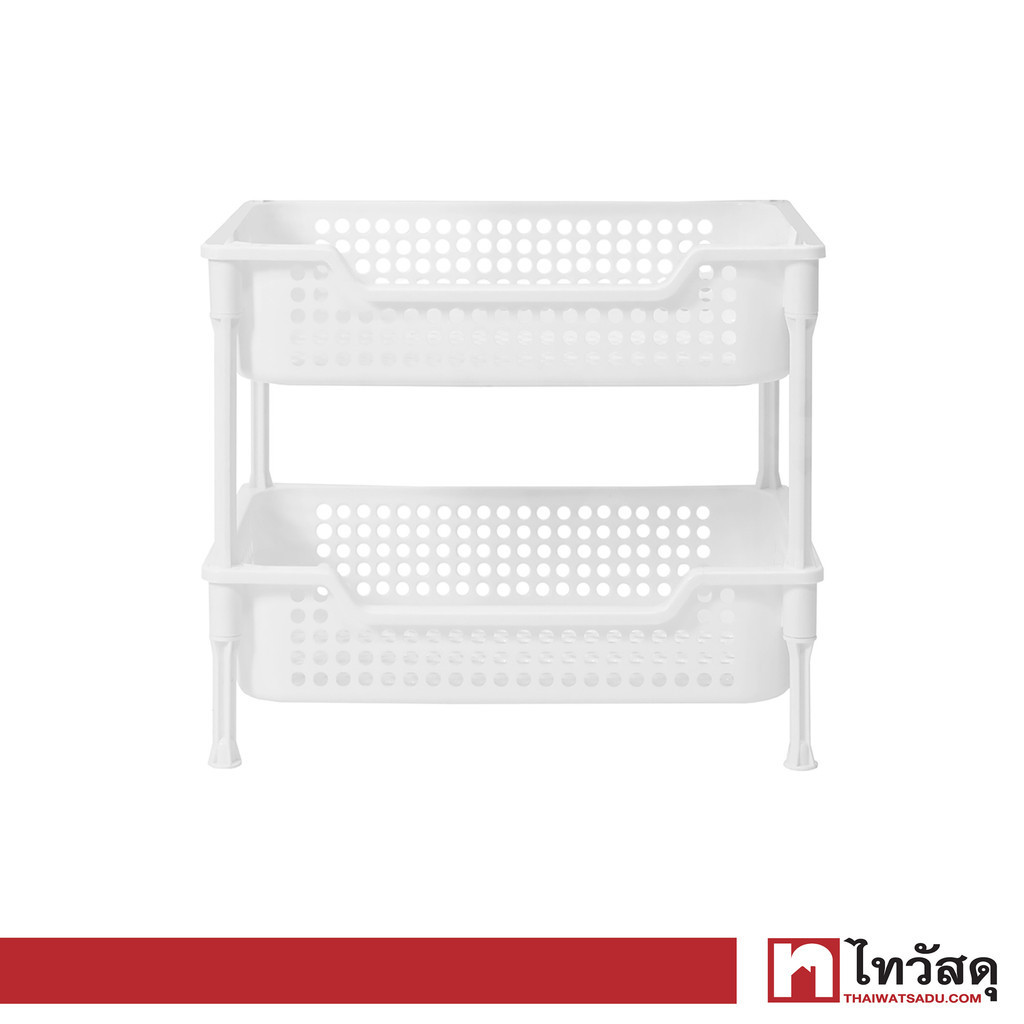 KASSA HOME ชั้นวางของพลาสติกอเนกประสงค์ 2 ชั้น รุ่น Circle API-10301M2 ขนาด 43 x 30 x 36.5 ซม. สีขาว