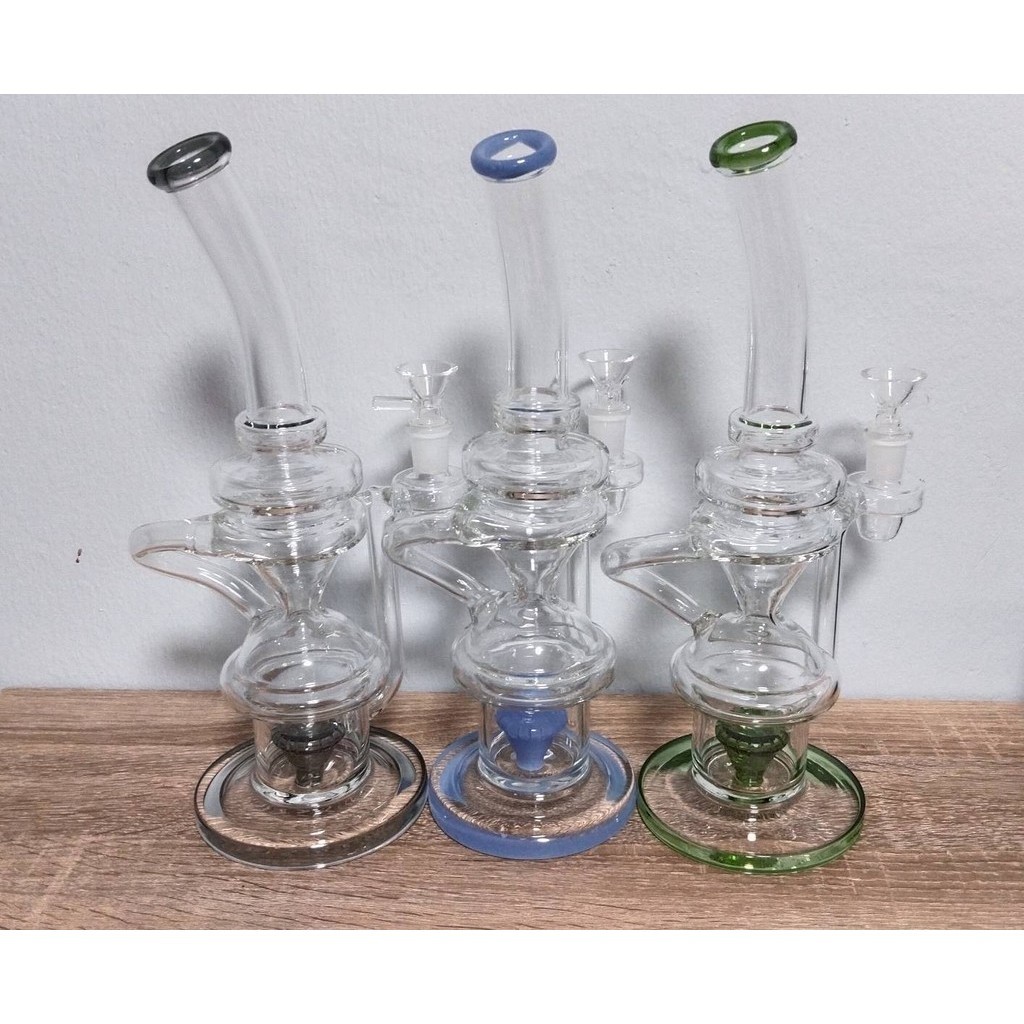 บ้องแก้ว หนาพิเศษ กรองนุ่มๆ 2 ชั้น ปากบ้องกว้างรูปทรงสวยงาม galss bong 30 cm อุปกรณ์ครบชุดพร้อมส่งจากไทย (บ้อง+หลอด+คัพ)
