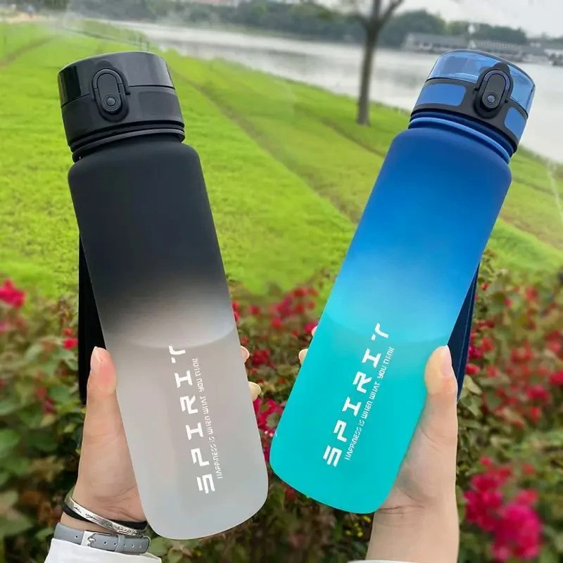1 Liter Large Capacity Sports Water Bottle Leak Proof Colorful Plastic Cup Drinking Outdoor Travel P