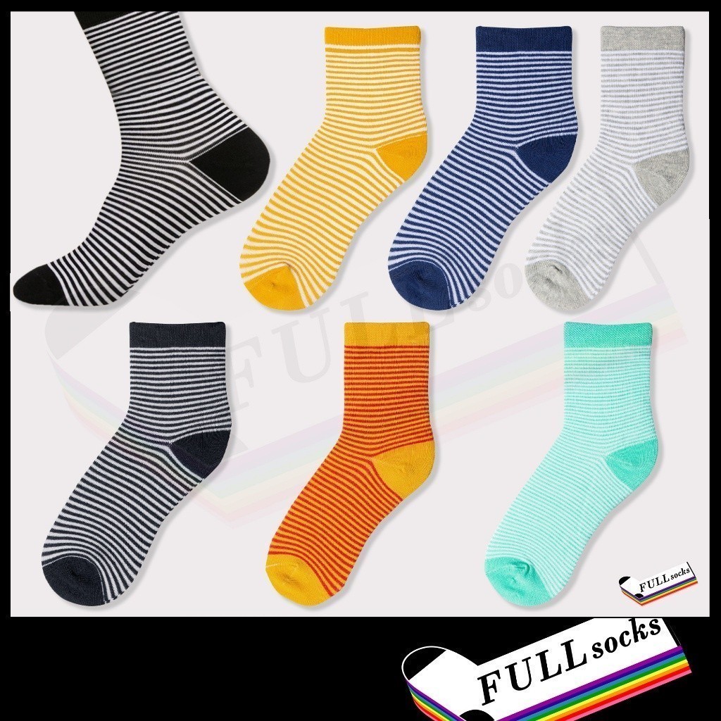 ถุงเท้า ลายทาง ลายม้าลาย "เส้นเล็ก" ขนาด Free Size Small Stripes Socks