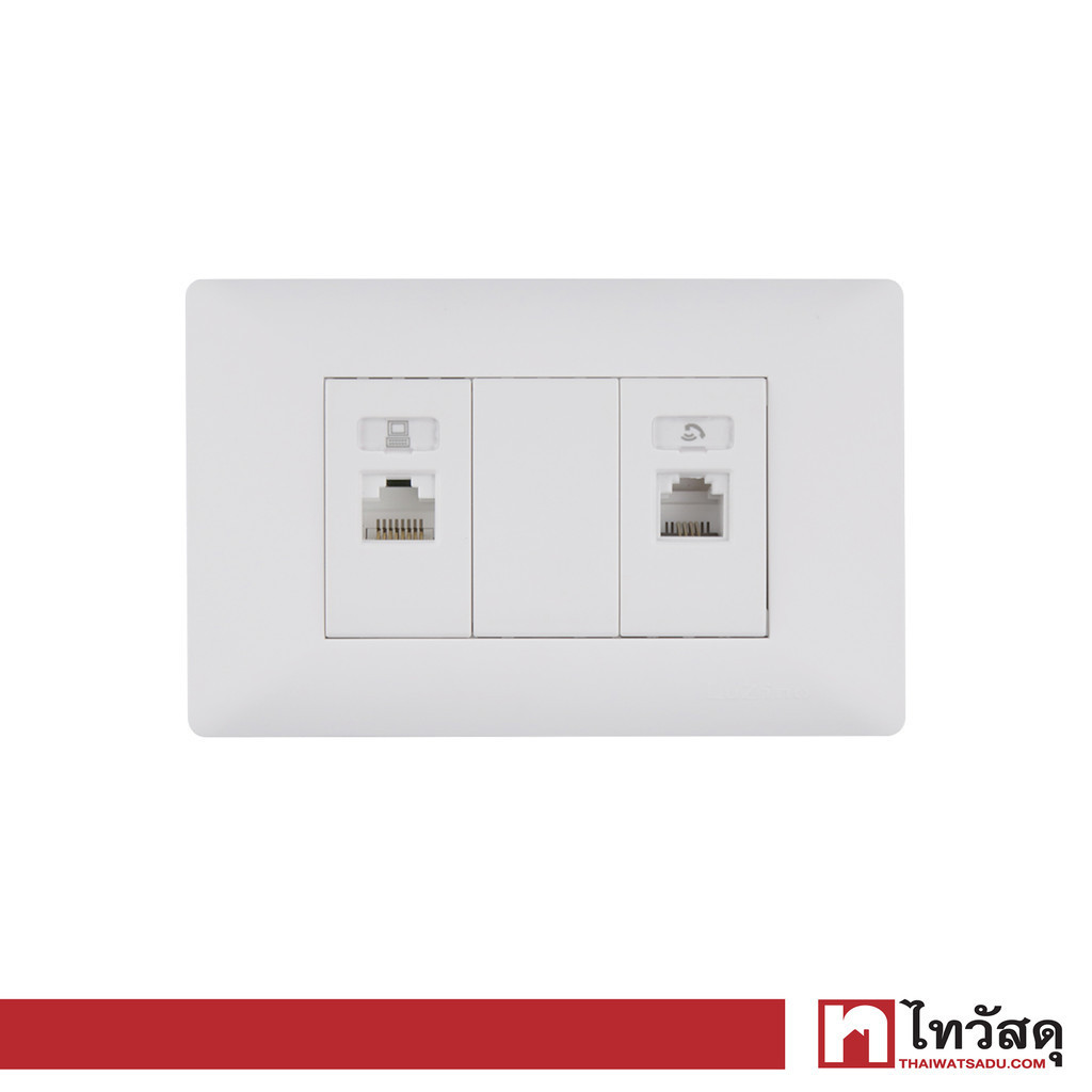 LUZINO ชุดเต้ารับโทรศัพท์ RJ11 และคอมพิวเตอร์ RJ45 รุ่น ML79-P1C61-PC สีขาว
