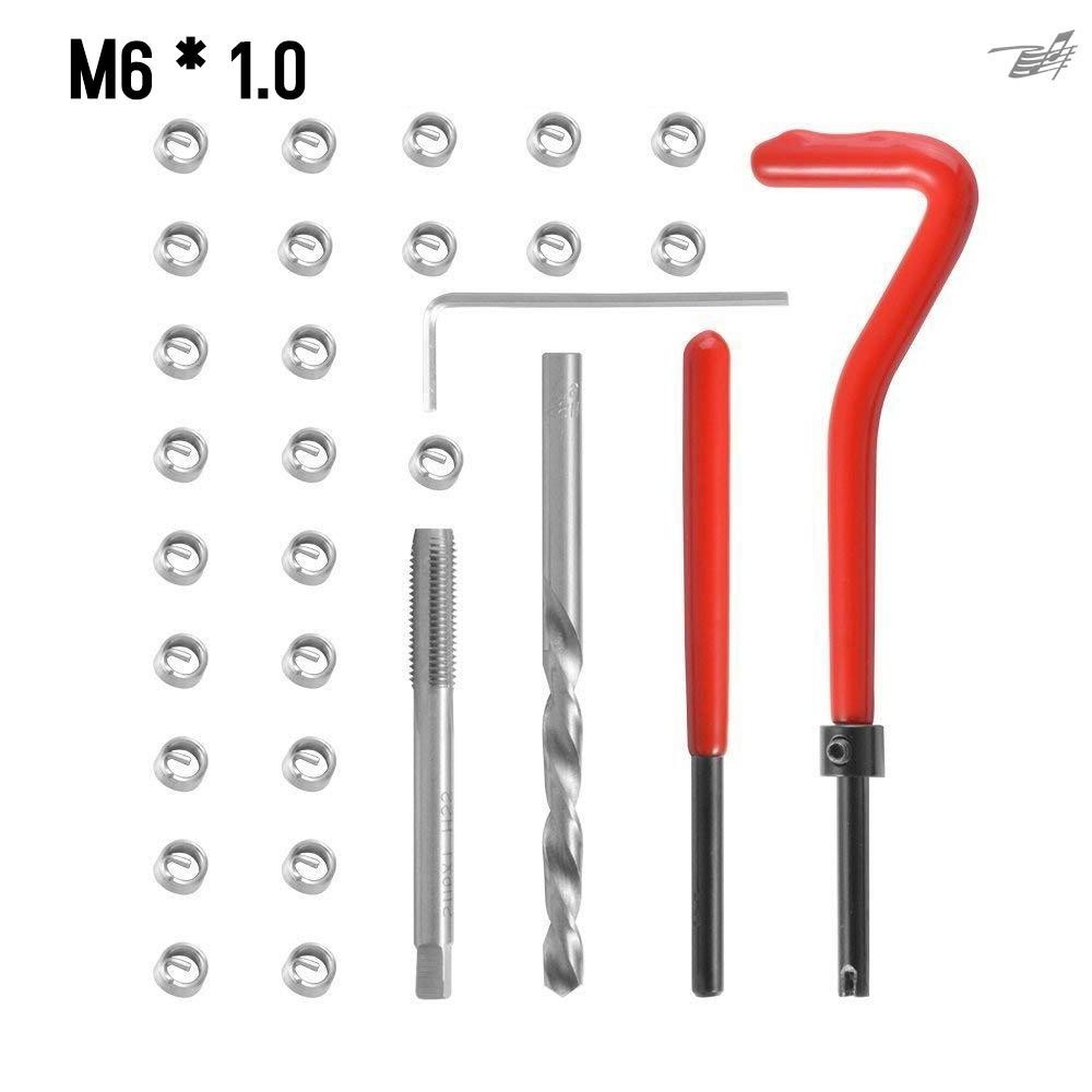 30Pcs Metric Thread Repair Insert Kit M5 M6 M8 M10 M12 M14 Helicoil Car Pro Coil Tool M6 * 1.0
