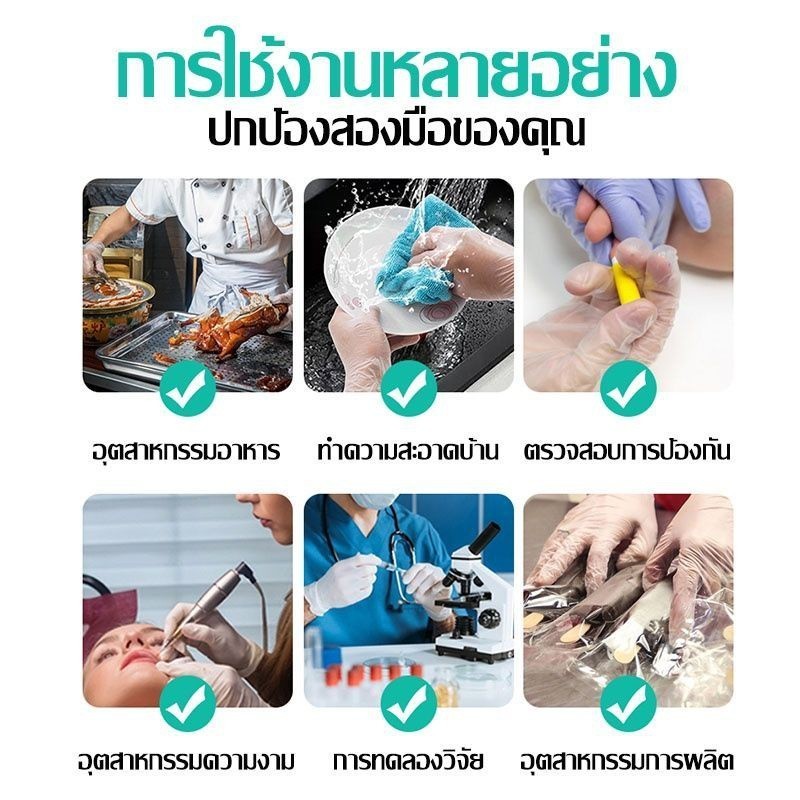 ถุงมือทำอาหาร TPE เกรดอาหาร อเนกประสงค์ ใช้แล้วทิ้ง 100 ชิ้น/กล่อง เหนียวพิเศษ ไม่ขาดง่าย MoMo Bakery - รูปที่ 6