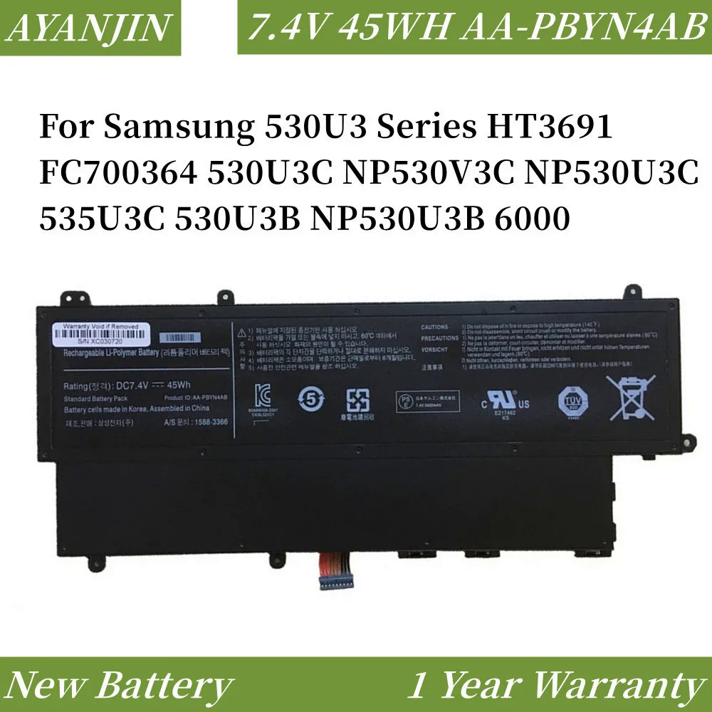 7.4V AA-PBYN4AB 535U3C แบตเตอรี่แล็ปท็อปสำหรับ Samsung 530U3 Series HT3691FC700364 530U3C 45WH 530U3