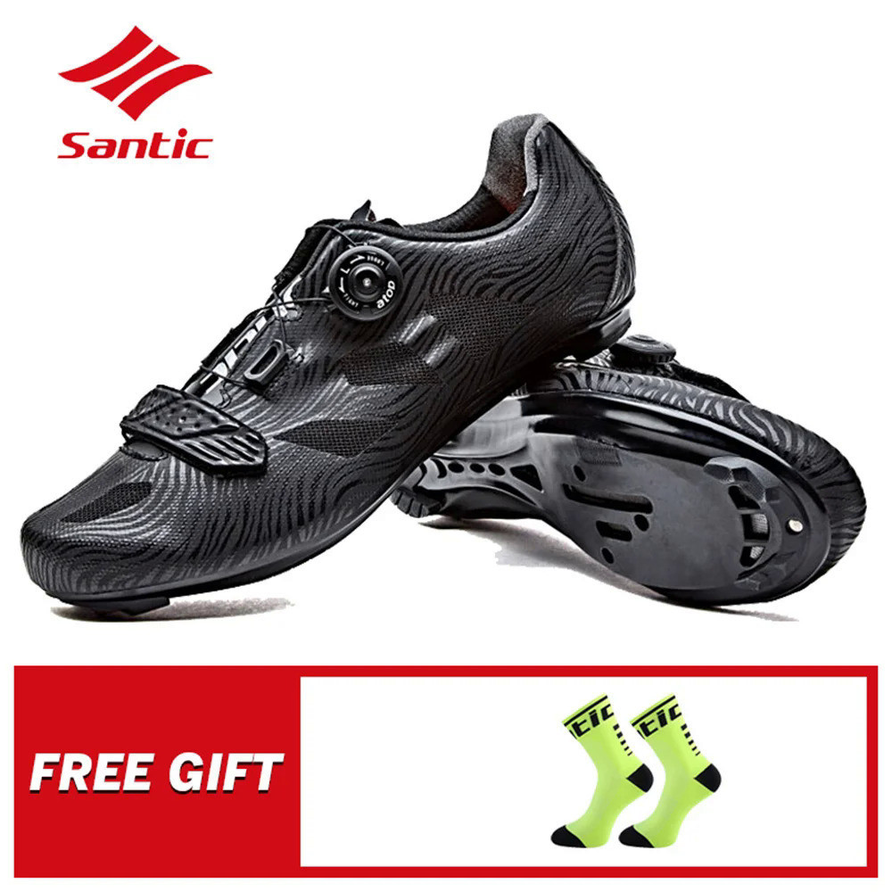 Santic Men 'S Pro รองเท้าขี่จักรยาน Road Bike Lock Shoes Nylon Sole TPU Breathable Self-Locking Shoes Sports Bicycle Rid