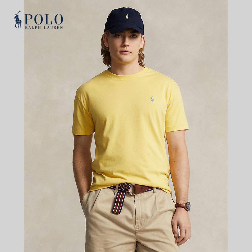 Polo Ralph Lauren เสื้อยืดผู้ชาย Custom Slim Jersey Crewneck T-Shirt รุ่น MNPOTSH1N822086 สีเหลือง