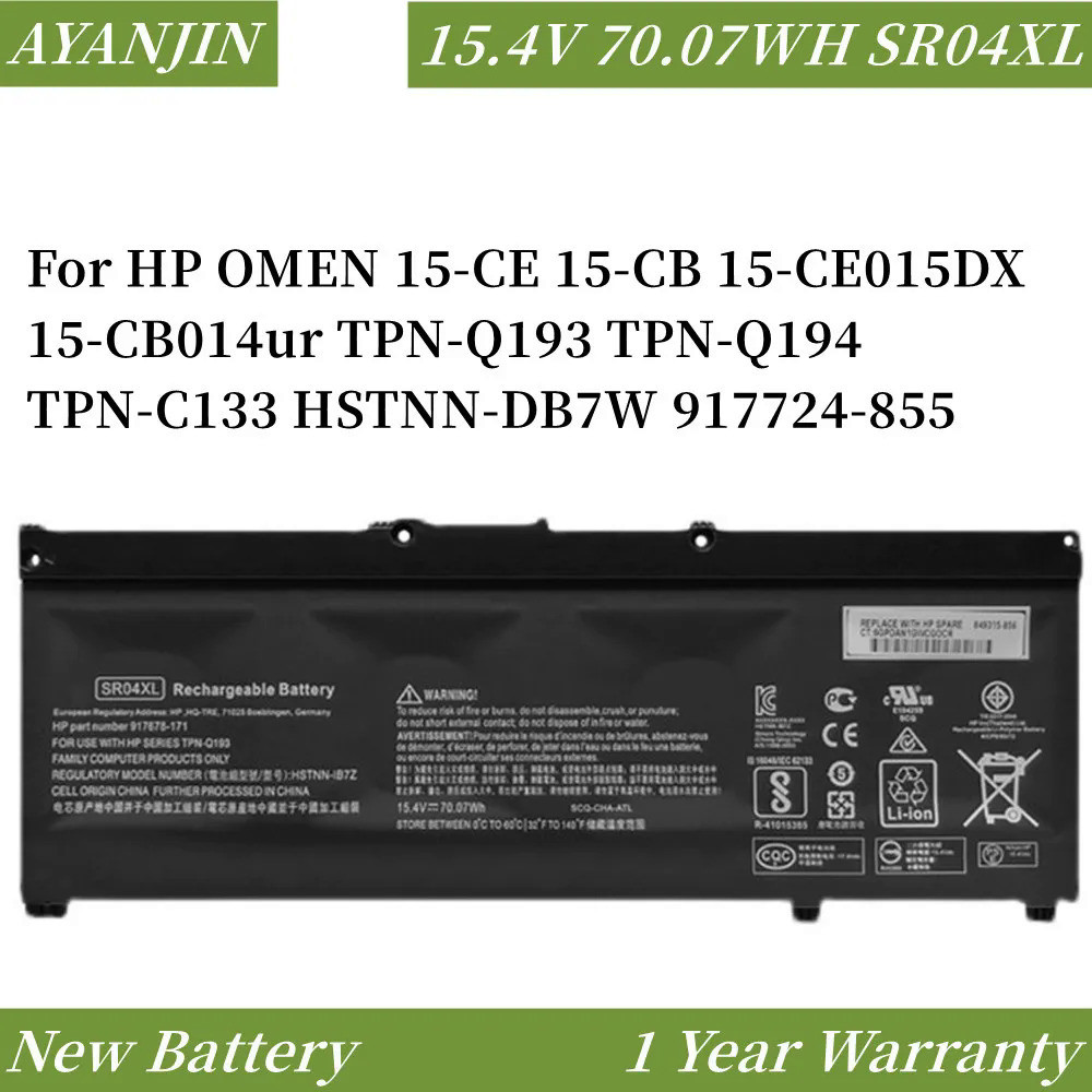 SR04XL TPN-C133แบตเตอรี่แล็ปท็อปสำหรับ HP OMEN 15-CE 15-CB 15-CE015DX 15-CB014ur HSTNN-DB7W 917724-855
