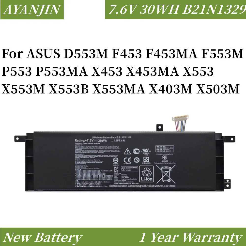 B21N1329 7.6V แบตเตอรี่แล็ปท็อป30WH สำหรับ ASUS D553M F453 F453MA X553 P553 P553MA X453 X453MA X553B X553MA X403M X503M