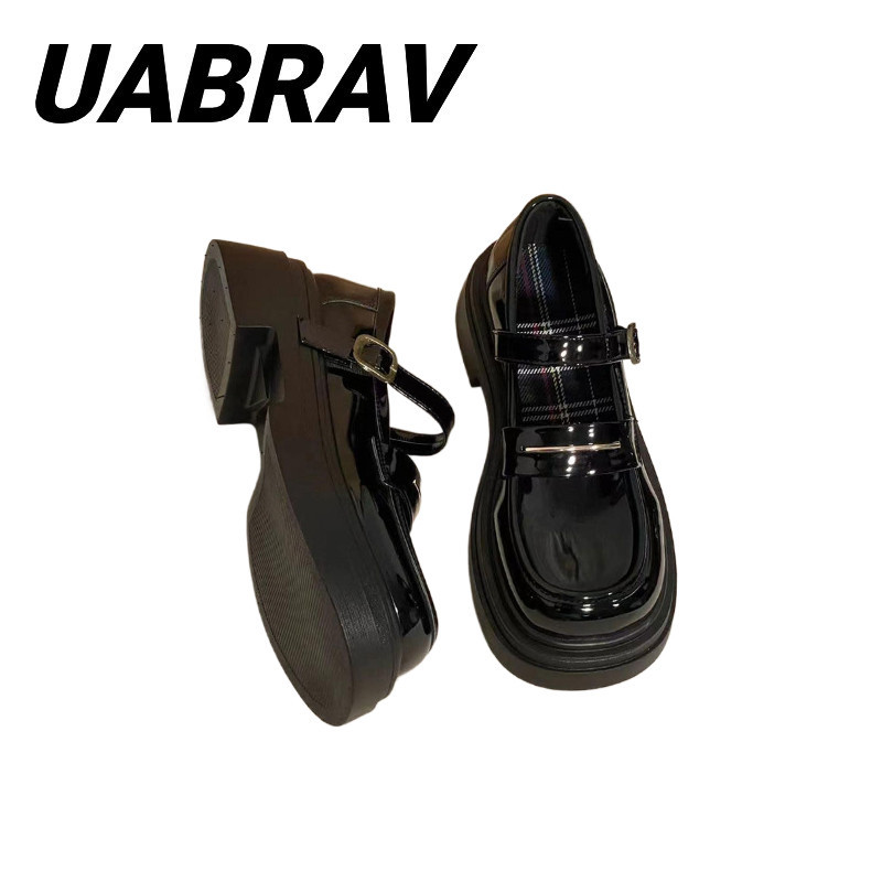 UABRAV.รองเท้าแมรี่เจน รองเท้าหนัง พื้นหนา สไตล์ญี่ปุ่น เรโทร สําหรับผู้หญิง และนักเรียน(ขนาด:35-40)