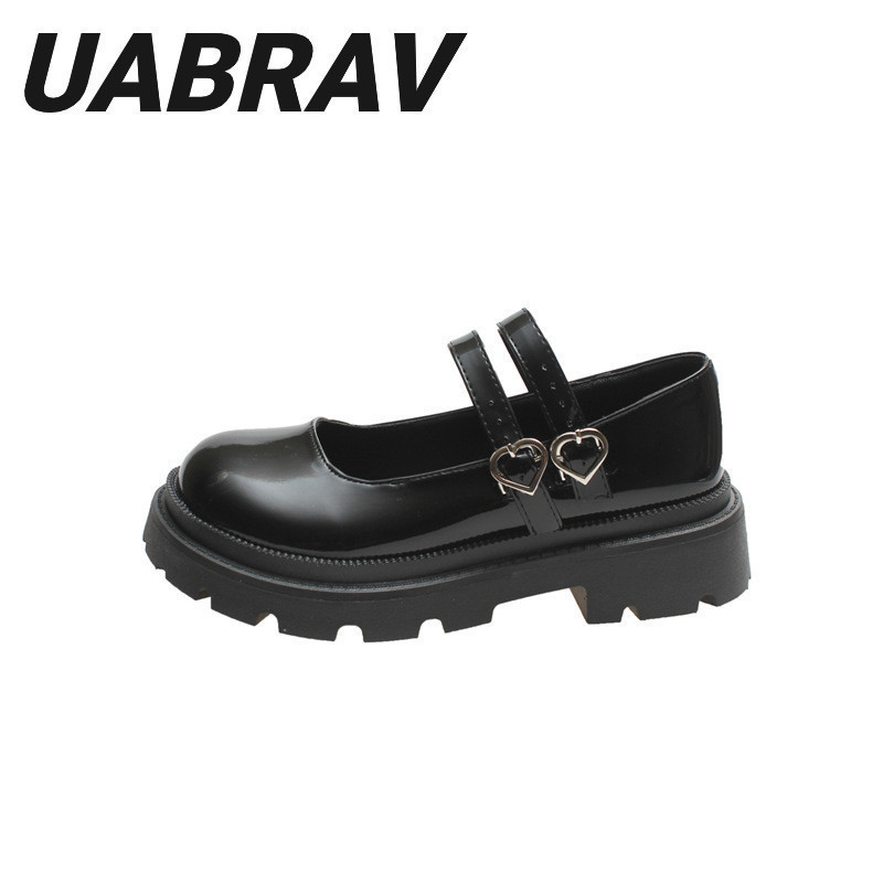 UABRAV.รองเท้าแมรี่เจน หนังเทียม หัวกลม พื้นหนา ขนาดเล็ก สไตล์เรโทร สําหรับผู้หญิง นักเรียน(ขนาด:35-40)