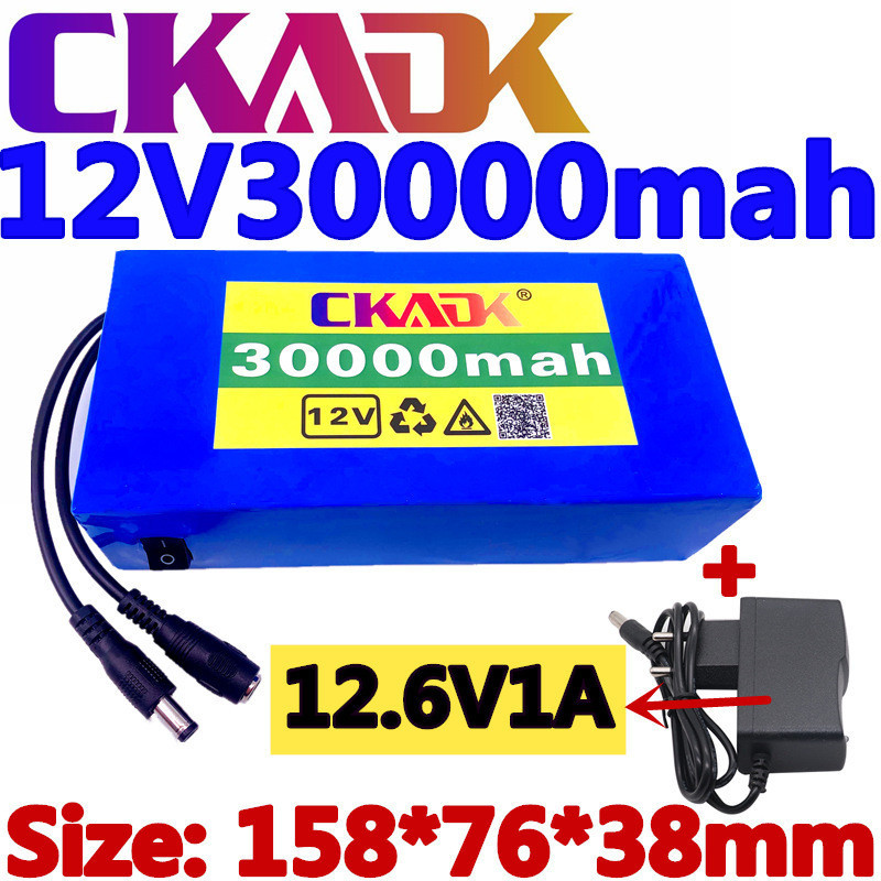 12V 30000mAh Lithium Ion Polymer Battery Pack DC 12.6V 30Ah Battery Belt EU Plug