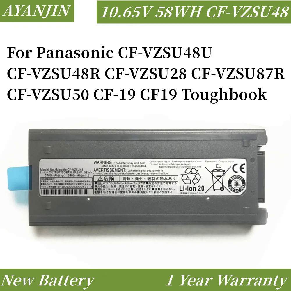 10.65V 58WH CF-VZSU48 Laptop Battery For Panasonic CF-VZSU48U CF-VZSU48R CF-VZSU28 CF-VZSU87R CF-VZSU50 CF-19 CF19 Tough