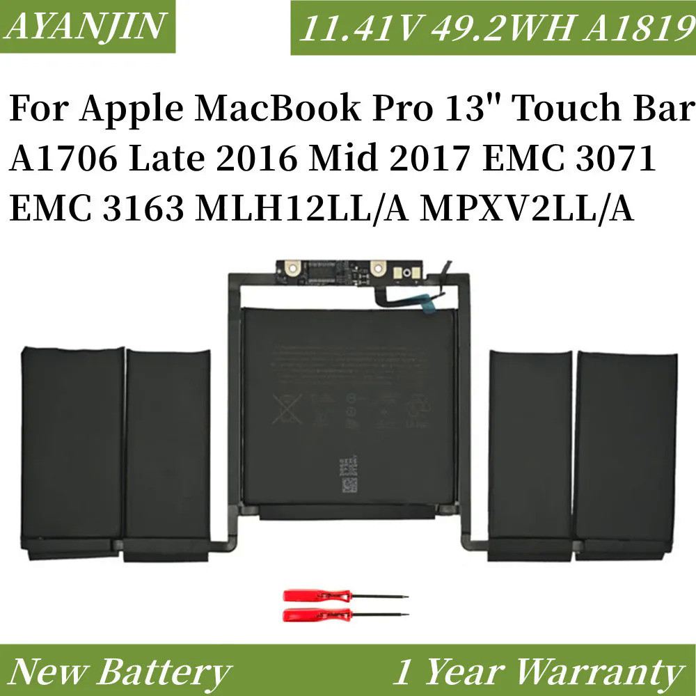 11.41V 49.2WH A1819 Battery for Apple MacBook Pro 13'' Touch Bar A1706 Late 2016 Mid 2017 EMC 3071 E