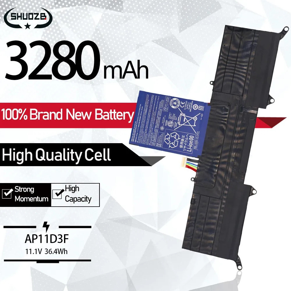11.1V 3280mAh 36.4Wh AP11D3F AP11D4F Laptop Battery For Acer Aspire S3 S3-951 S3-391 MS2346 3ICP5/65