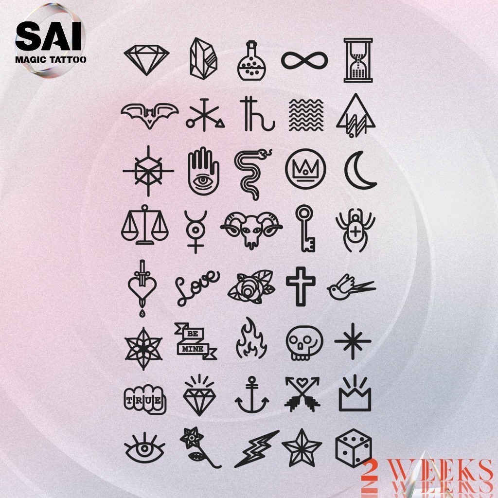 แทททู SAI MAGIC TATTOO 18CM×11CM รอยสักอยู่ได้นาน 2 สัปดาห์ รอยสักมายากล แทททูรอยสักกันน้ำ รอยสักชั่วคราว รอยสัก สักแขน สักข้อมือ สักขา,สารพัน น่ารัก มินิมอลลิสต์ 055