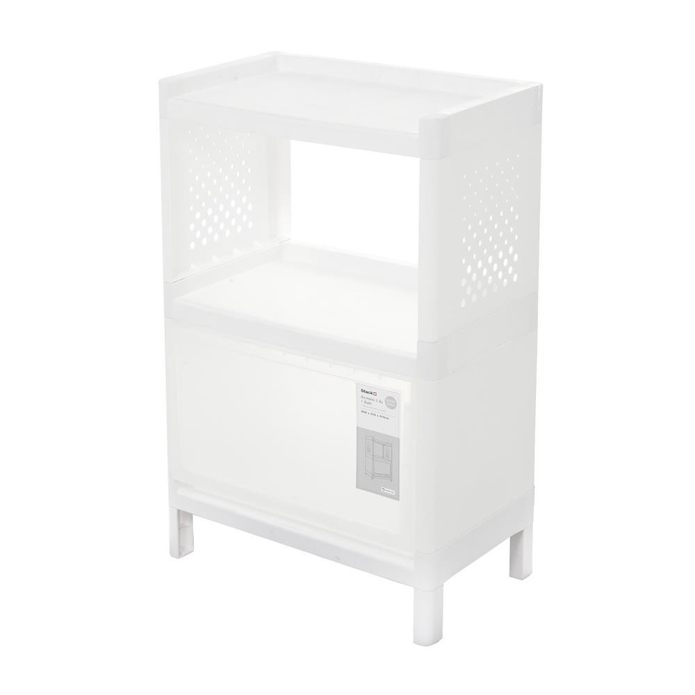 HomePro ชั้นวางของ 2 ชั้น 1 ลิ้นชัก STACKO MONO 48x30x76 ซม. สีขาว แบรนด์ STACKO