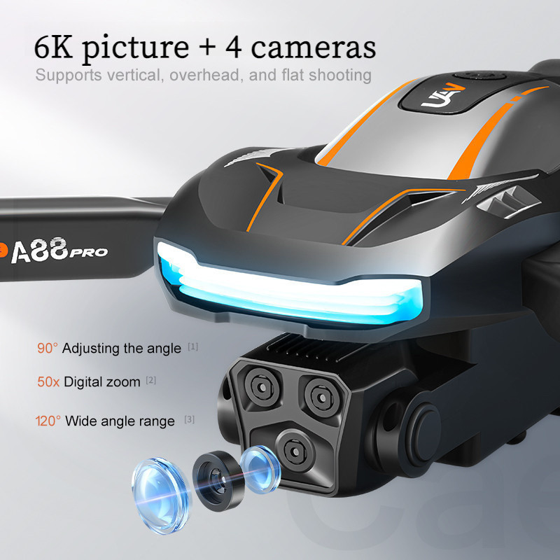 🔥 🔥ใหม่ A88 มินิ Drone UAV 4K 8K HD ถ่ายภาพกล้องคู่ 360 °กล้อง WIFI รีโมทคอนโทรล พับตัวเครื่อง Drone